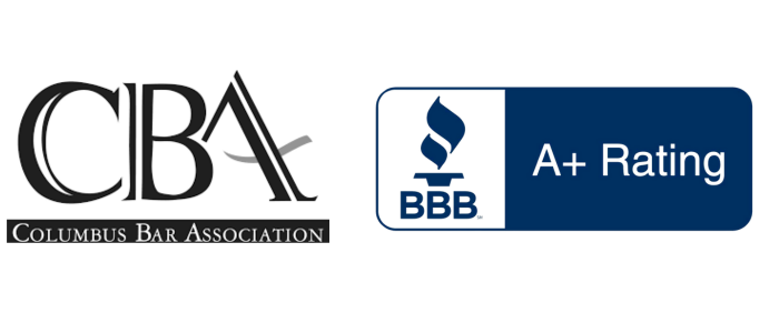 Columbus Bar Association badge and BBB A+ badge